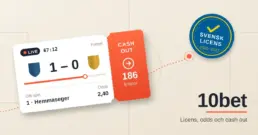 10bet – spelbolag med svensk licens, odds och cash out